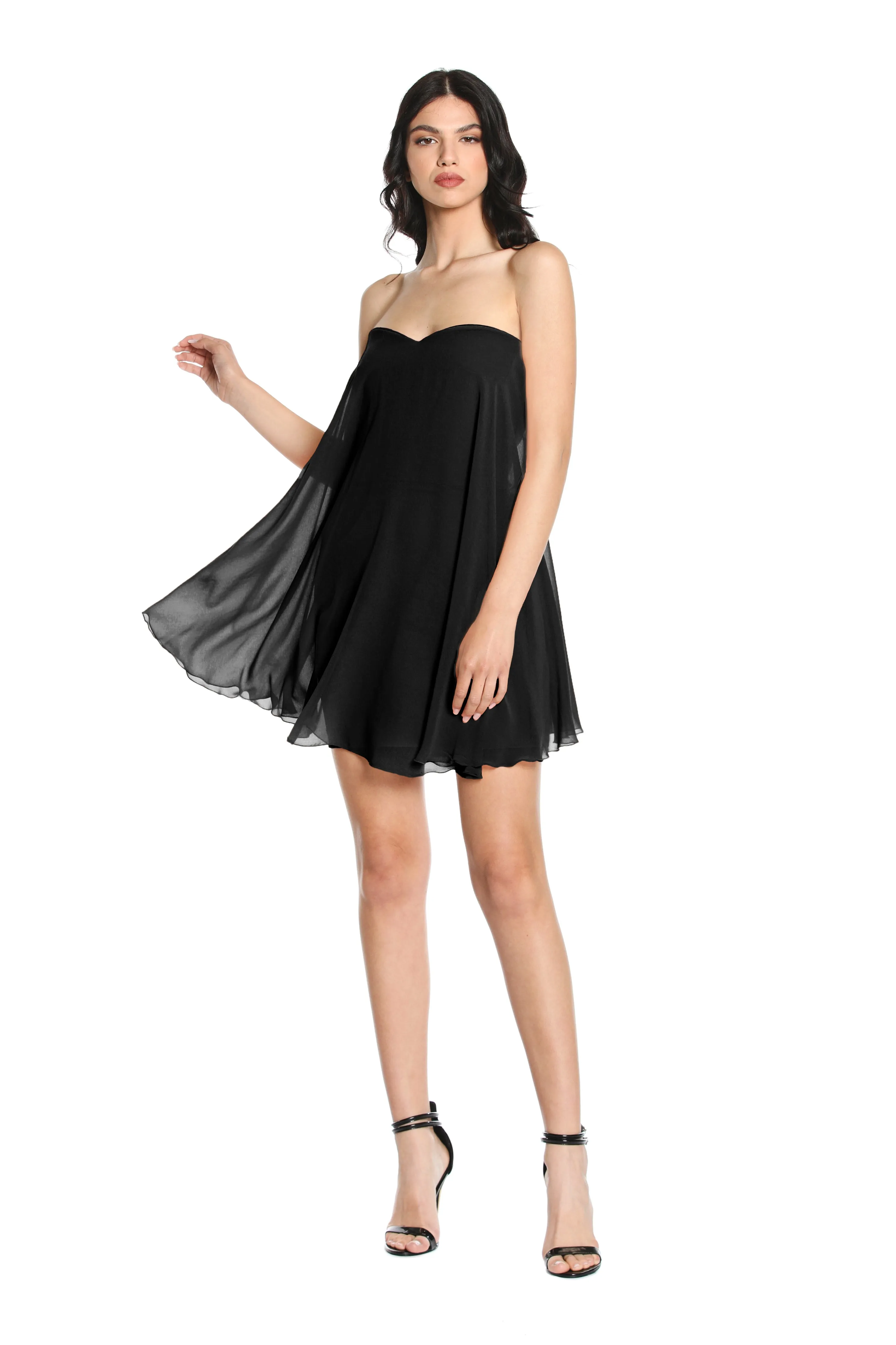 Abito VUITR corto S/M scollo cuore più volant georgette con zip più pinces retro