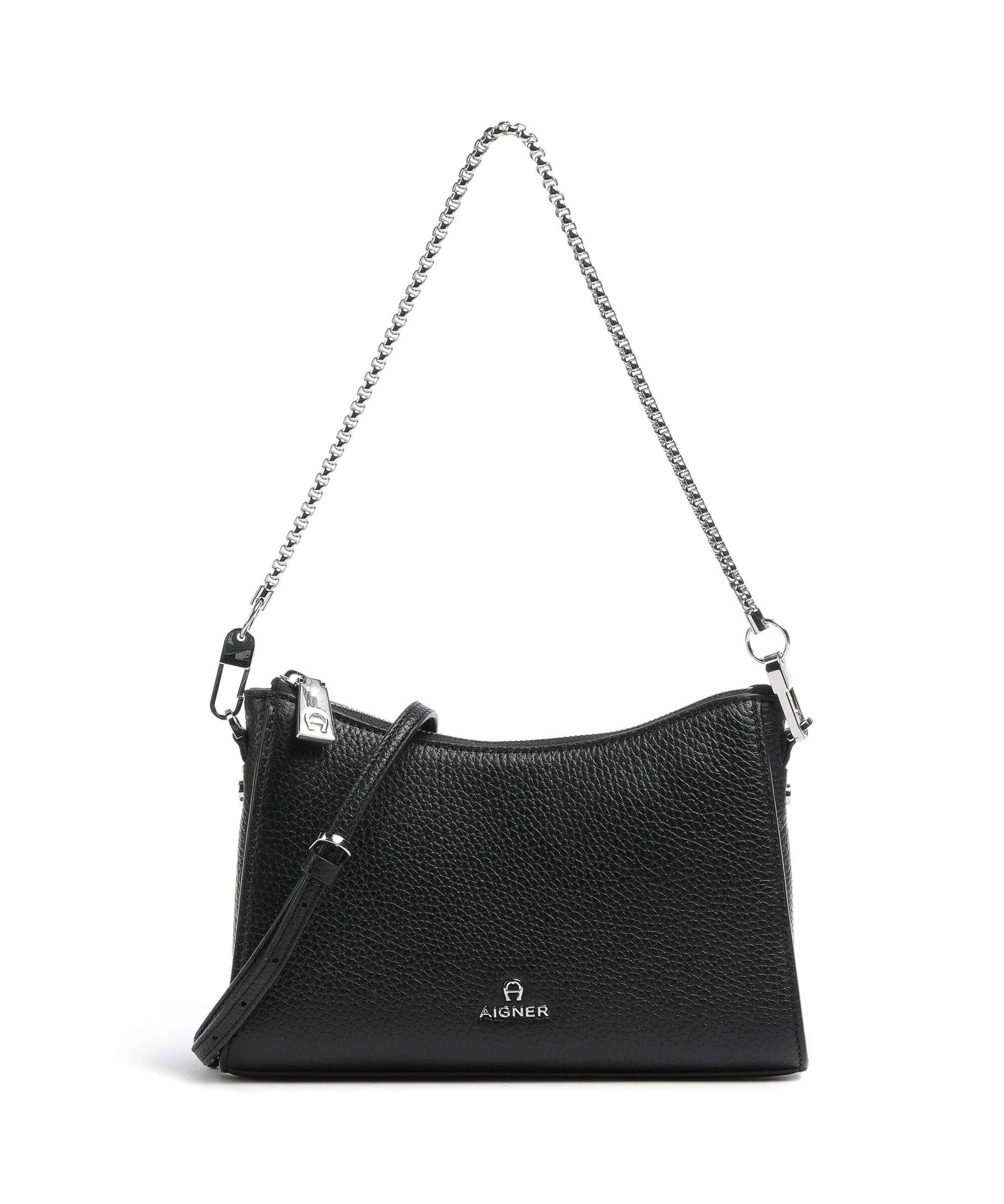  Aigner Ivy S Borsa a spalla pelle di vacchetta grana nero  