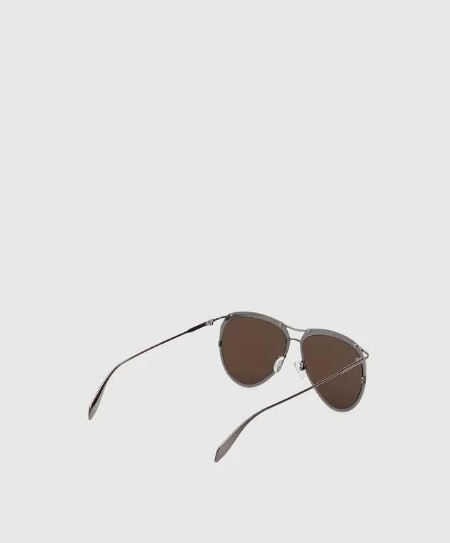 Alexander McQueen Occhiali da sole aviator con lenti marroni AM0115S30001841