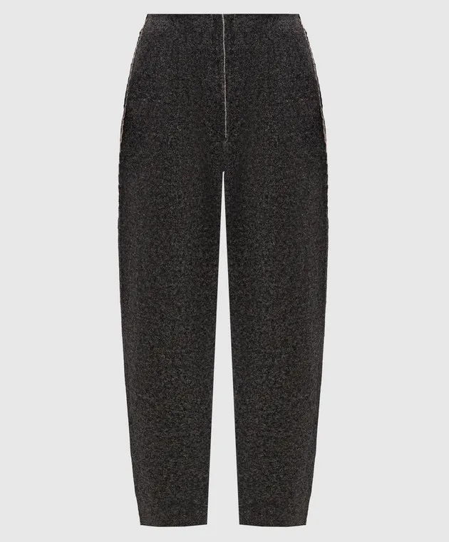 BOBOUTIC Pantaloni grigio melange con lana e cashmere 4754