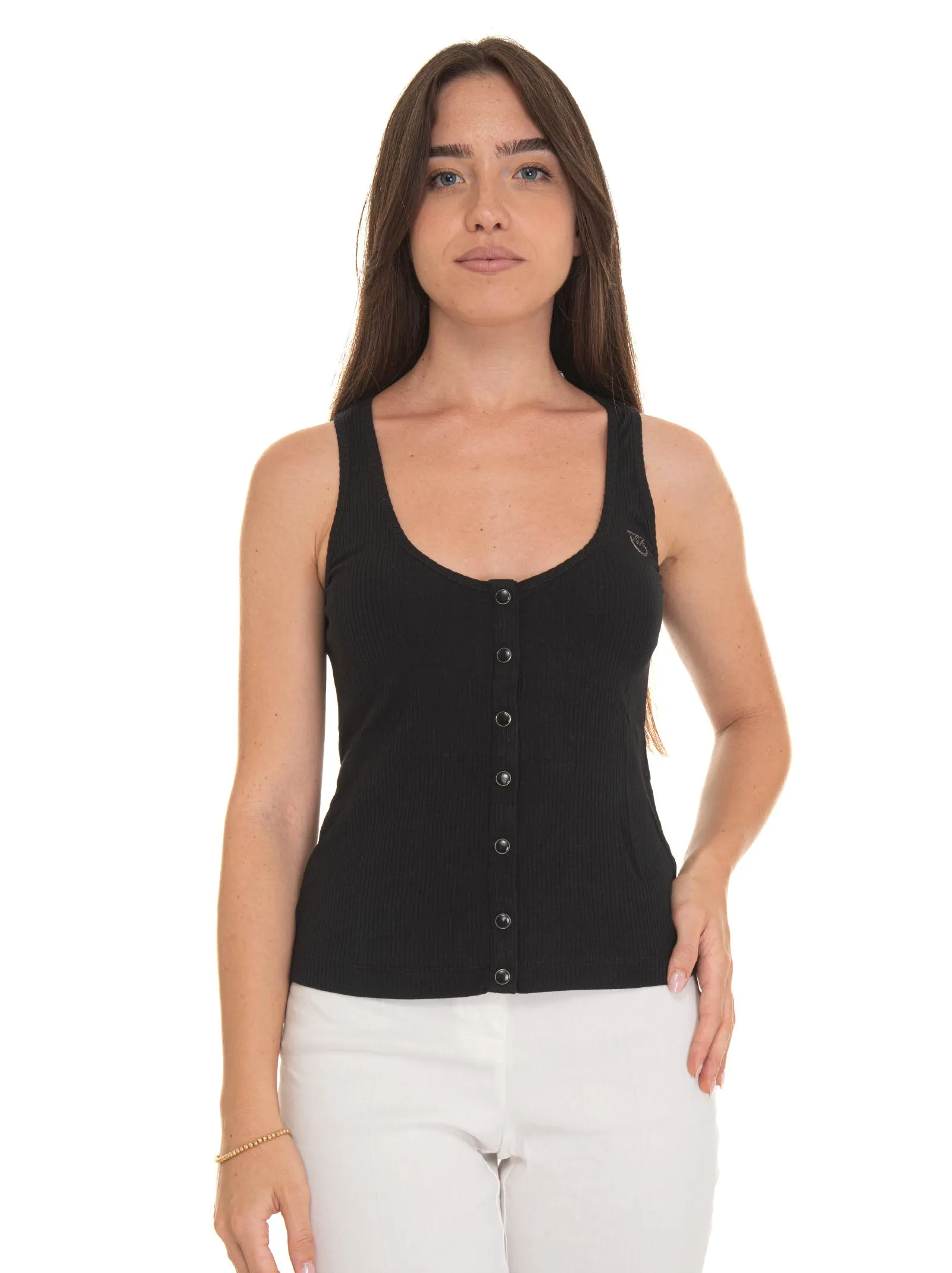 Canotta a costina Dogville Nero Pinko Donna