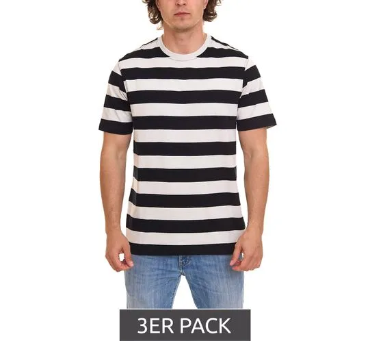 Confezione da 3 prodotti OTTO T-shirt da uomo a righe camicia estiva sostenibile in cotone biologico 73316559 grigio/nero