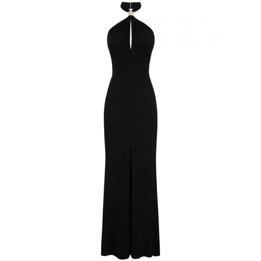 --Elisabetta Franchi Abito Nero Red Carpet In Jersey Crêpe-