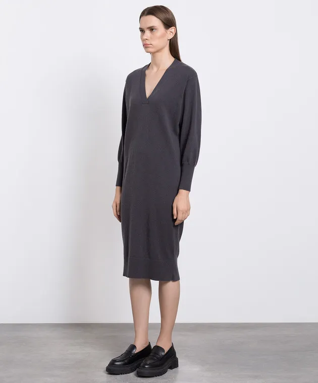 Enrico Mandelli Abito midi in cashmere grigio A7KD045226