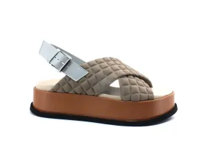 L4K3 Malibù Sandalo Fasce Incrocio Beige Marrone F19-MAL