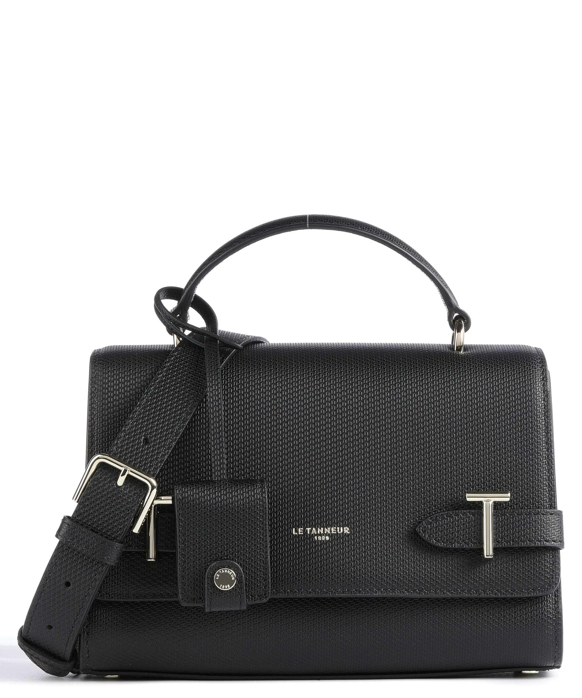  Le Tanneur Emilie Borsa a tracolla pelle di vacchetta goffrata nero  