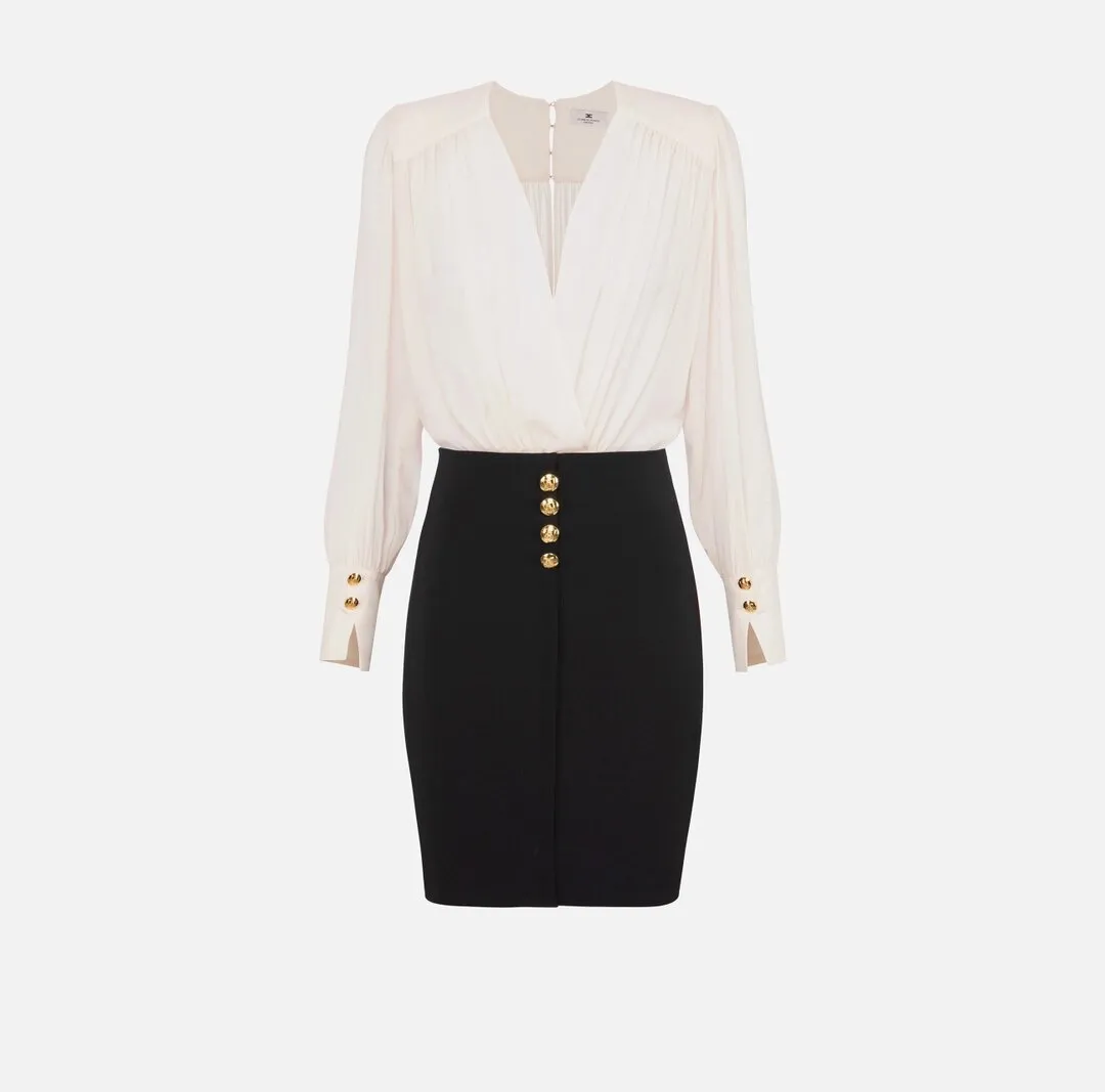 Miniabito in crêpe con blusa in georgette ab74247e2 elisabetta franchi ai 24.25.
