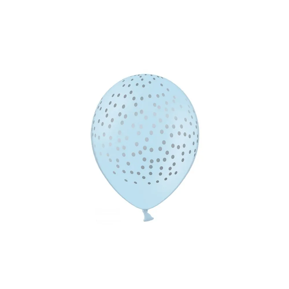 Palloncini ecologici stampa pois, palliniazzurro stampa orocf da 6 pezzi