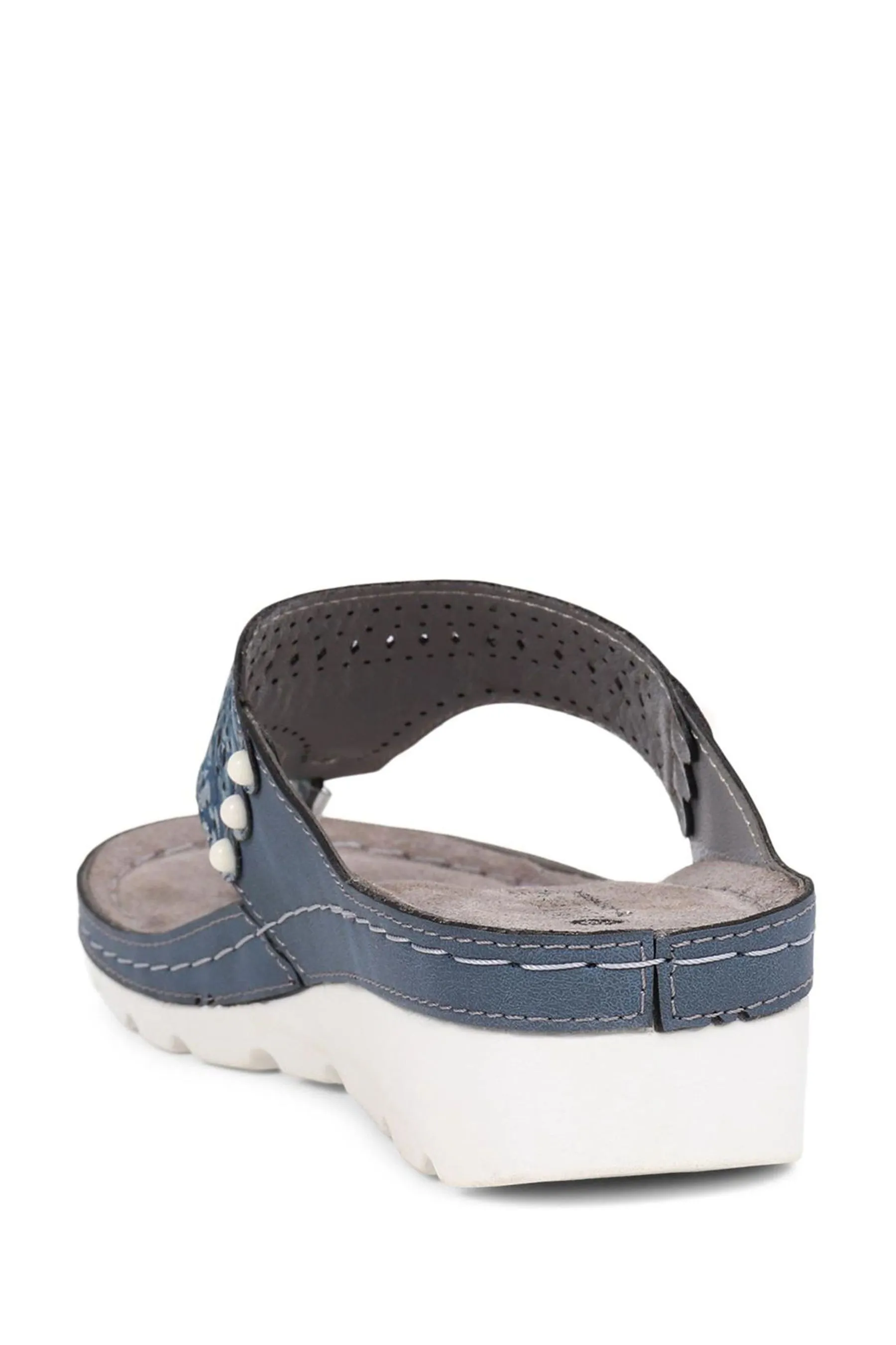 Pavers Blu - Sandali in pelle con barretta a T