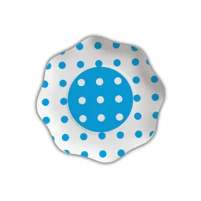 Piatti Smerlati Azzurro Pois Bianco Decorazione Tavola 23 Cm Cartoncino Pallini