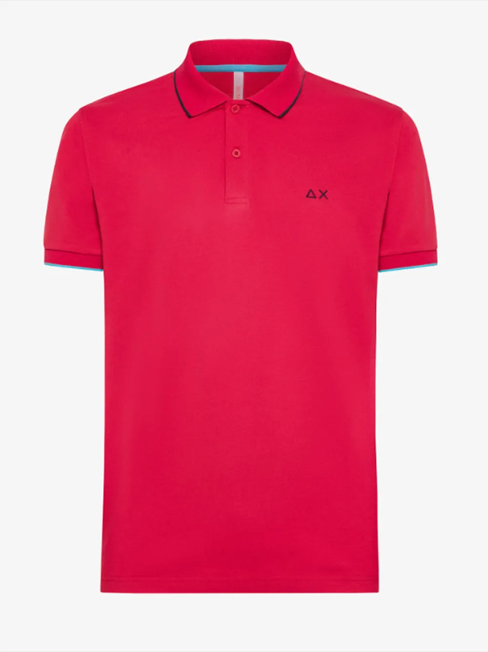Polo Sun68 small stripes in cotone piquet rosso
