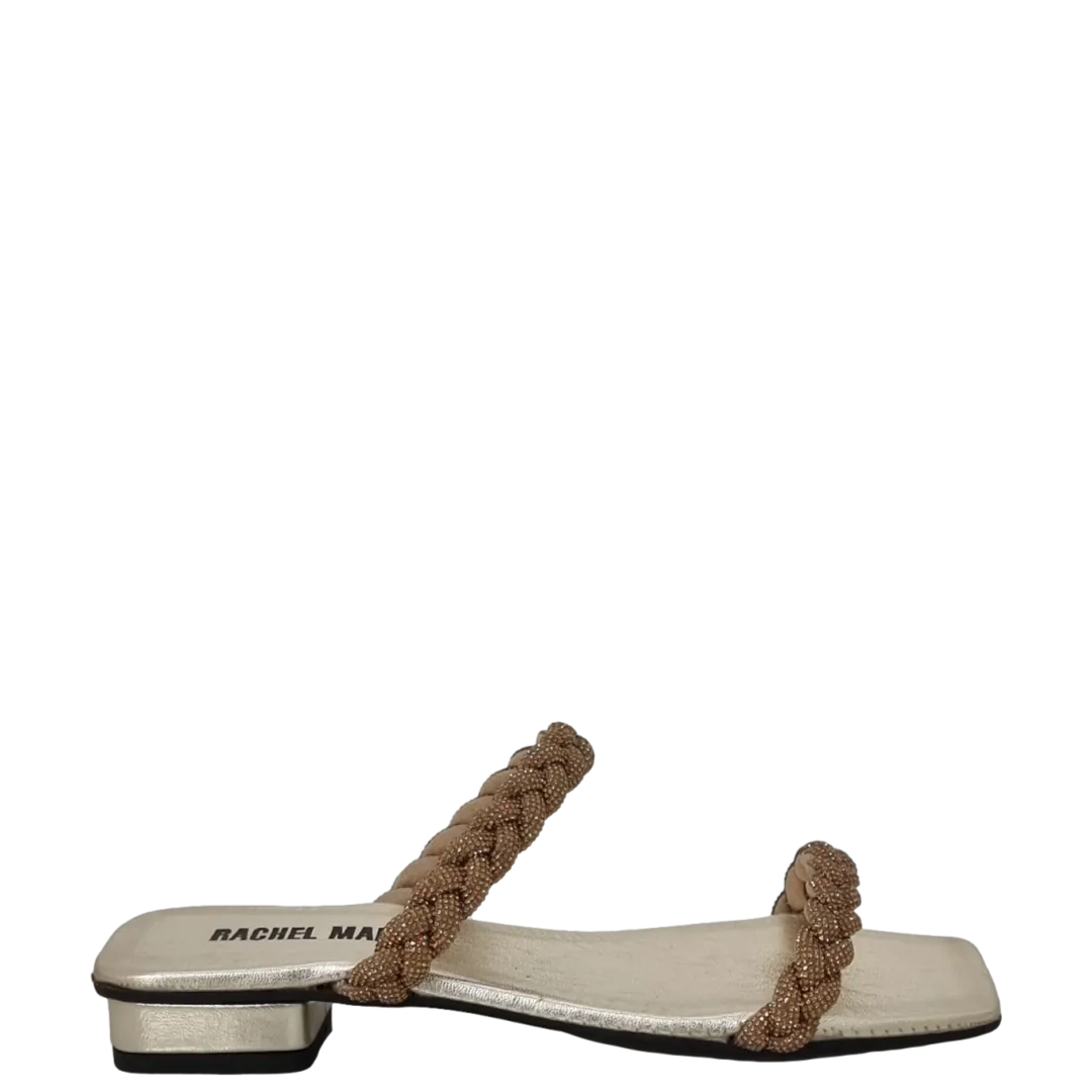 Sandali bassi eleganti oro con strass