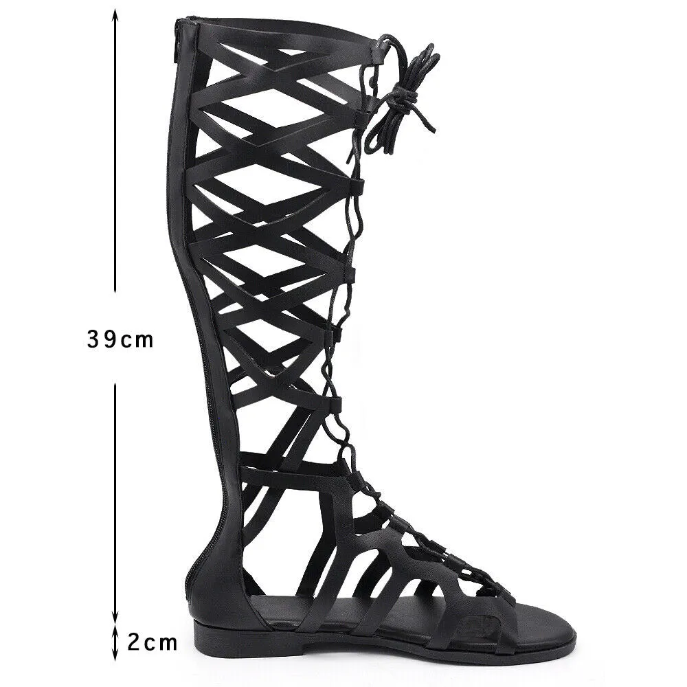 Sandali Gladiatore Stivali Estivi Alti al ginocchio da Donna Stringati L7211