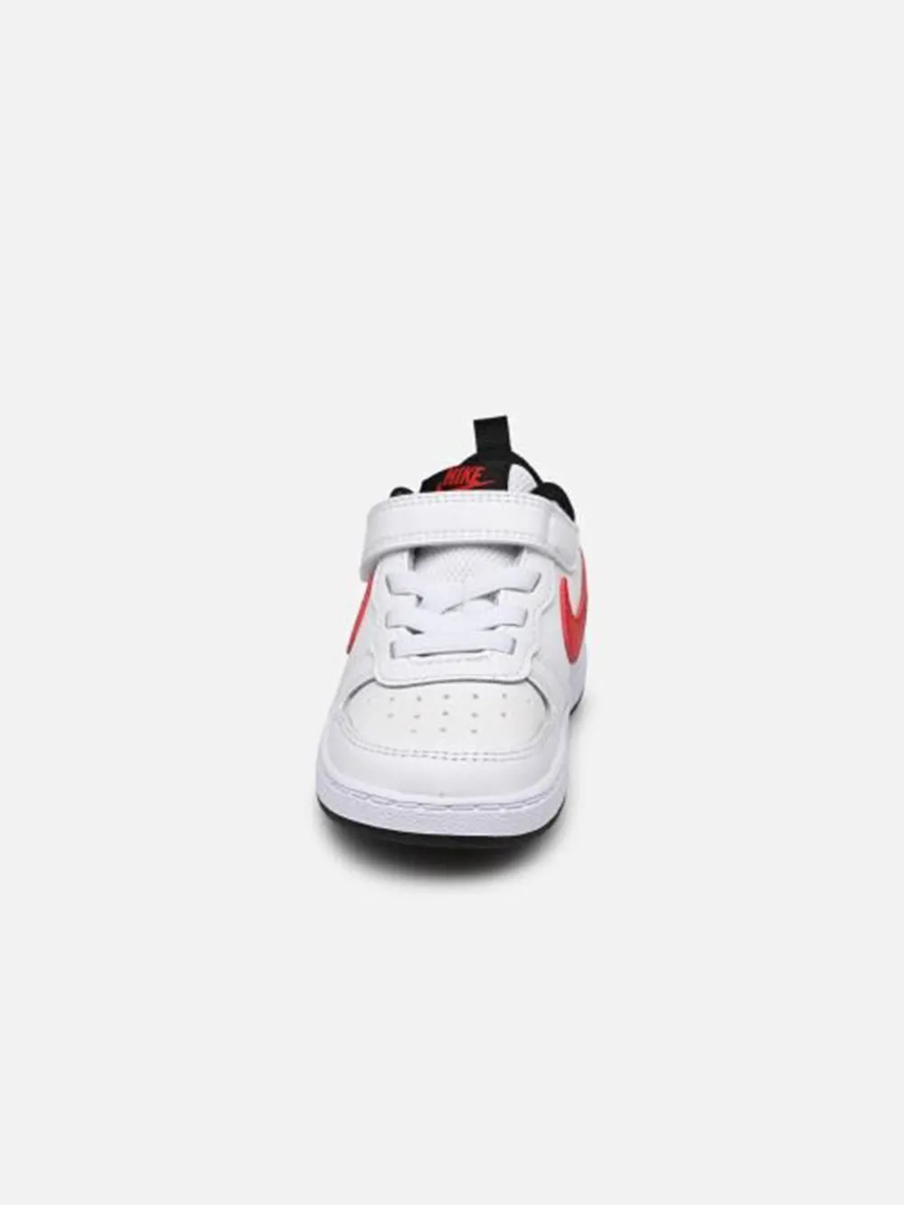 Scarpa Nike da bambino infant tipo sneakers modello court borough low 2 in pelle Art:BQ5453-110 bianco nero rosso
