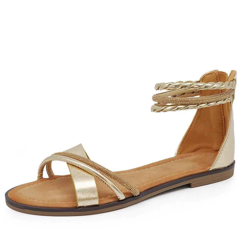 Stivali Estivi Scarpe Sandali Gioielo Bassi Da Donna Cinturini Caviglia 6W9110