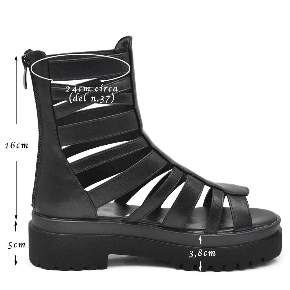 Stivali Estivi Scarpe Sandali Gladiatore Da Donna Con Platform S674-1 nero