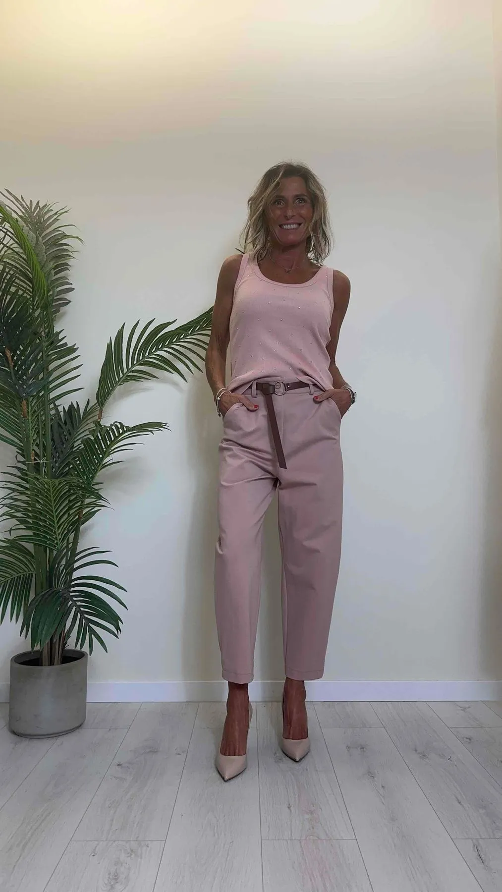 SUSYMIX - 10227 - TOP/CANOTTA A  COSTINE IN COTONE, CON STRASS