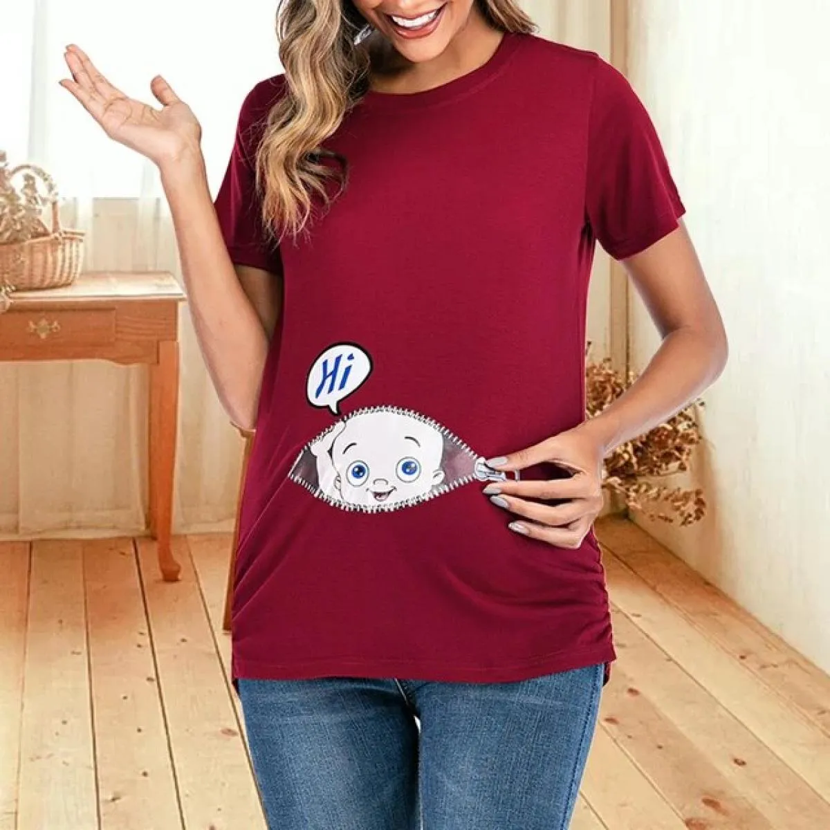 T-shirt da donna incinte premaman in cotone per allattamento al seno Camicetta da allattamento estiva Top abiti alla moda