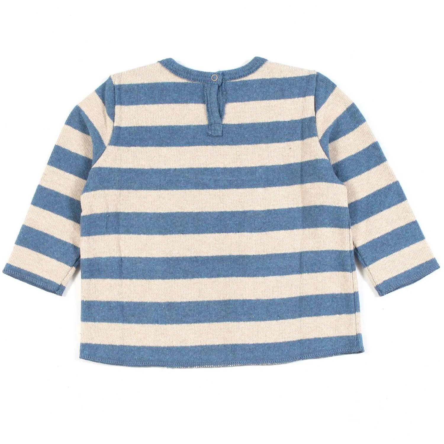 T-Shirt Manica Lunga Beige E Azzurra Neonato