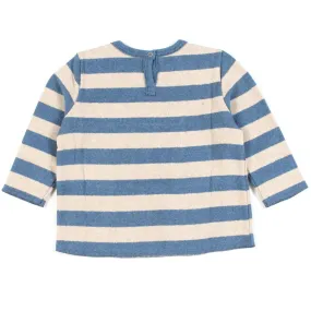 T-Shirt Manica Lunga Beige E Azzurra Neonato