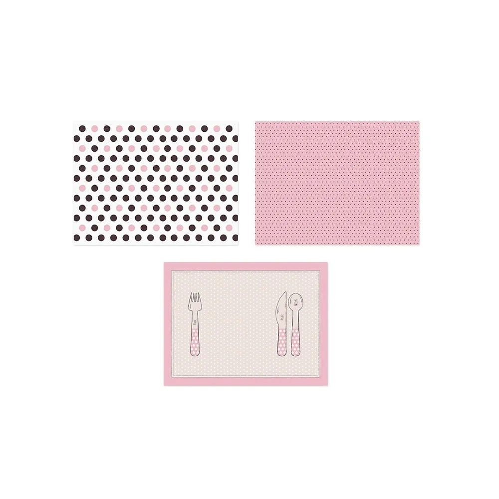 Tovagliette Americane Carta Pois Rosa Bimba Festa Tavola Party Colazione Decoricf da 6 pezzi