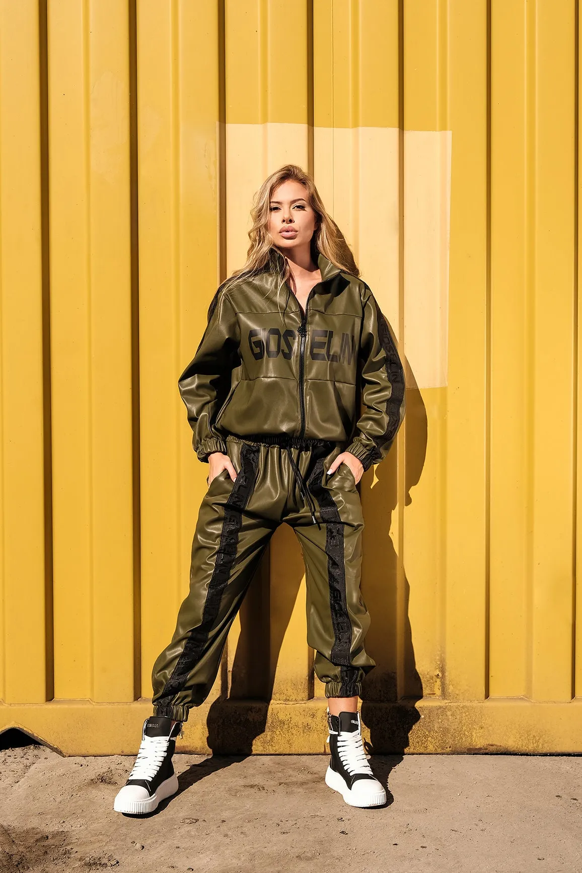 Tuta in Pelle Verde Militare