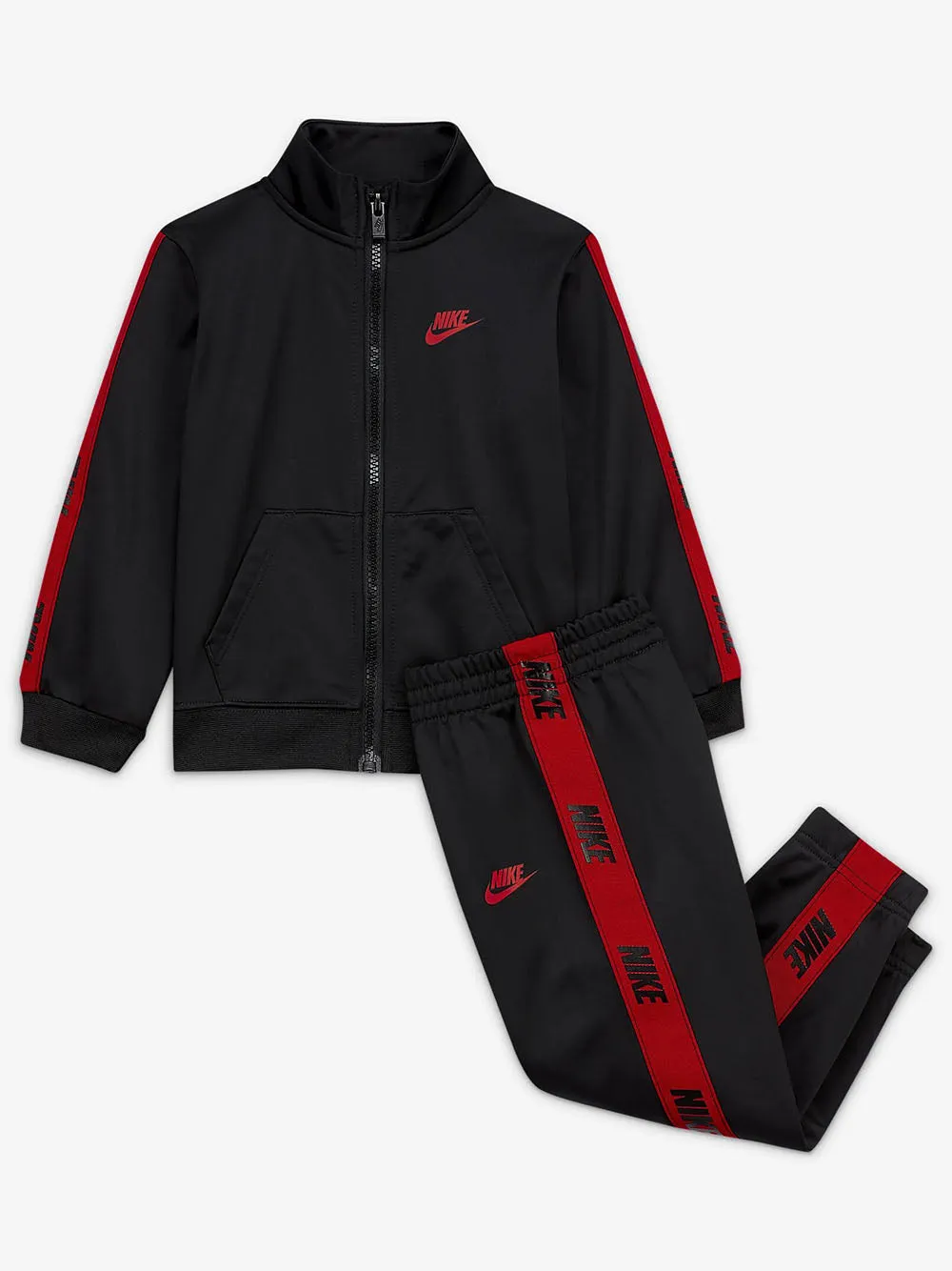 Tuta Nike nera da bambino kid in acetato con tape rosso Art:86G796-023